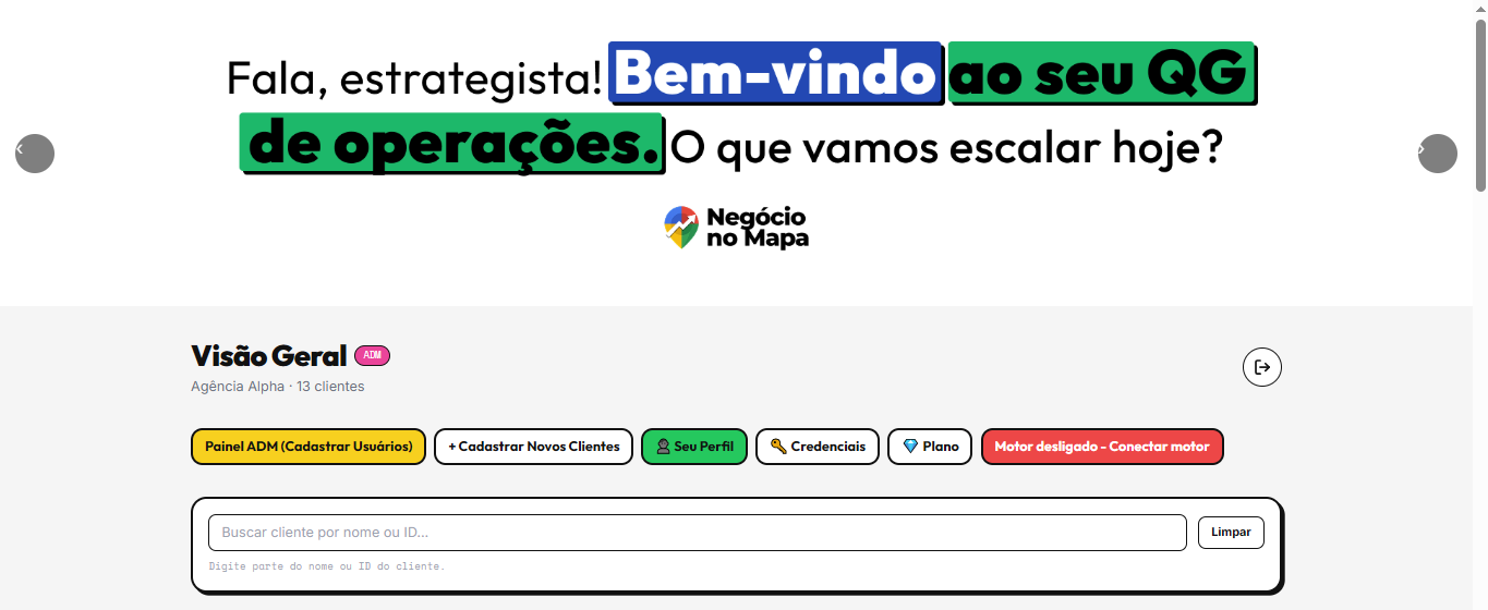 Vários clientes gerenciados numa estrutura só dentro da plataforma