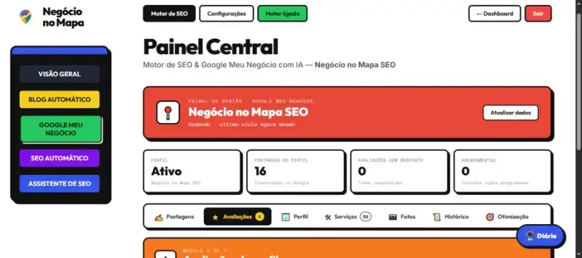 Módulos integrados do Perfil da Empresa no Google