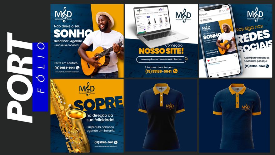 Identidade aplicada em uniforme, site e peças